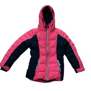 Spyder Zadie Pink and Black Full Zip Hooded Synthetic Down Jacket Girls Size 16